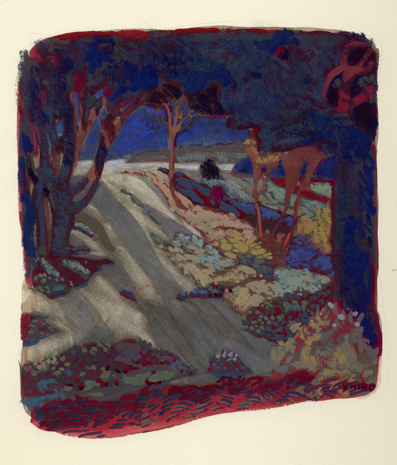 Landscape Painting de Valerie B. Hird - ARBOLEDA NOCTURNA, VERDE PRIMAVERA