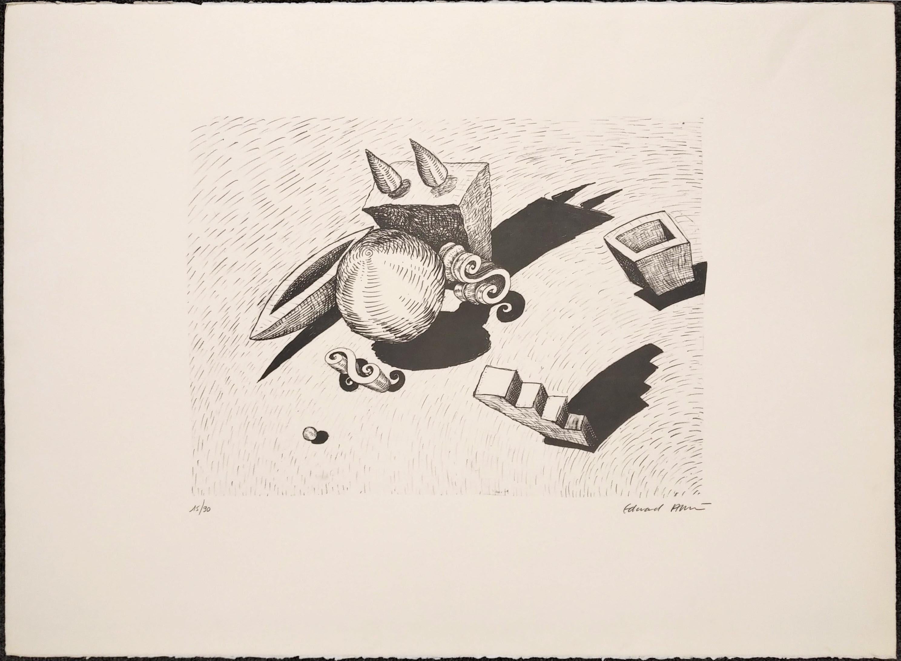 Abstract Print Edward Allington - FORMS DANS UN ESPACE CIRCULAIRE I (CIRCULAIRE DANS UN ESPACE)