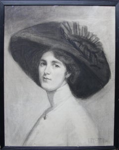 Portrait of Decima Moore - Actress & Suffragette Edwardian drawing female artist