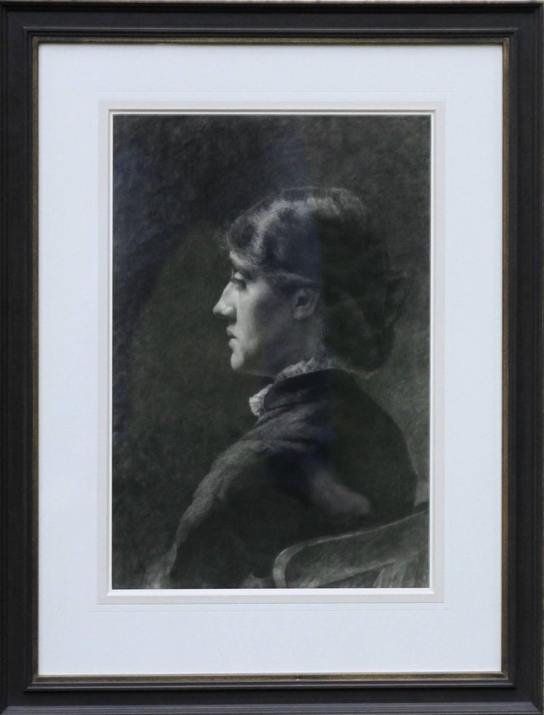 Portrait of a Lady - Pre-Raphaelite art Victorian drawing young woman  - Art by Unknown