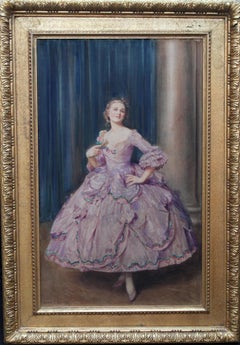 Portrait of an Actress - British art 1912 exhibited watercolour painting 