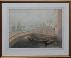Venice - Scottish 19thC Glasgow Boy artist seascape painting Venetian bridge