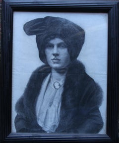 Portrait of a Lady -  Scottish art early 20thC drawing society woman hat cameo 