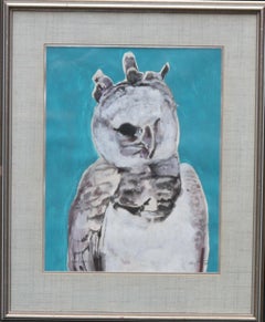 Ural Owl 1975 - Expressionist art animal watercolour gouache bird painting