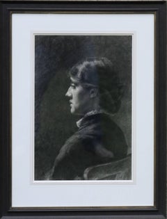 Portrait d'une femme - Art préraphaélite - dessin victorien de jeune femme 