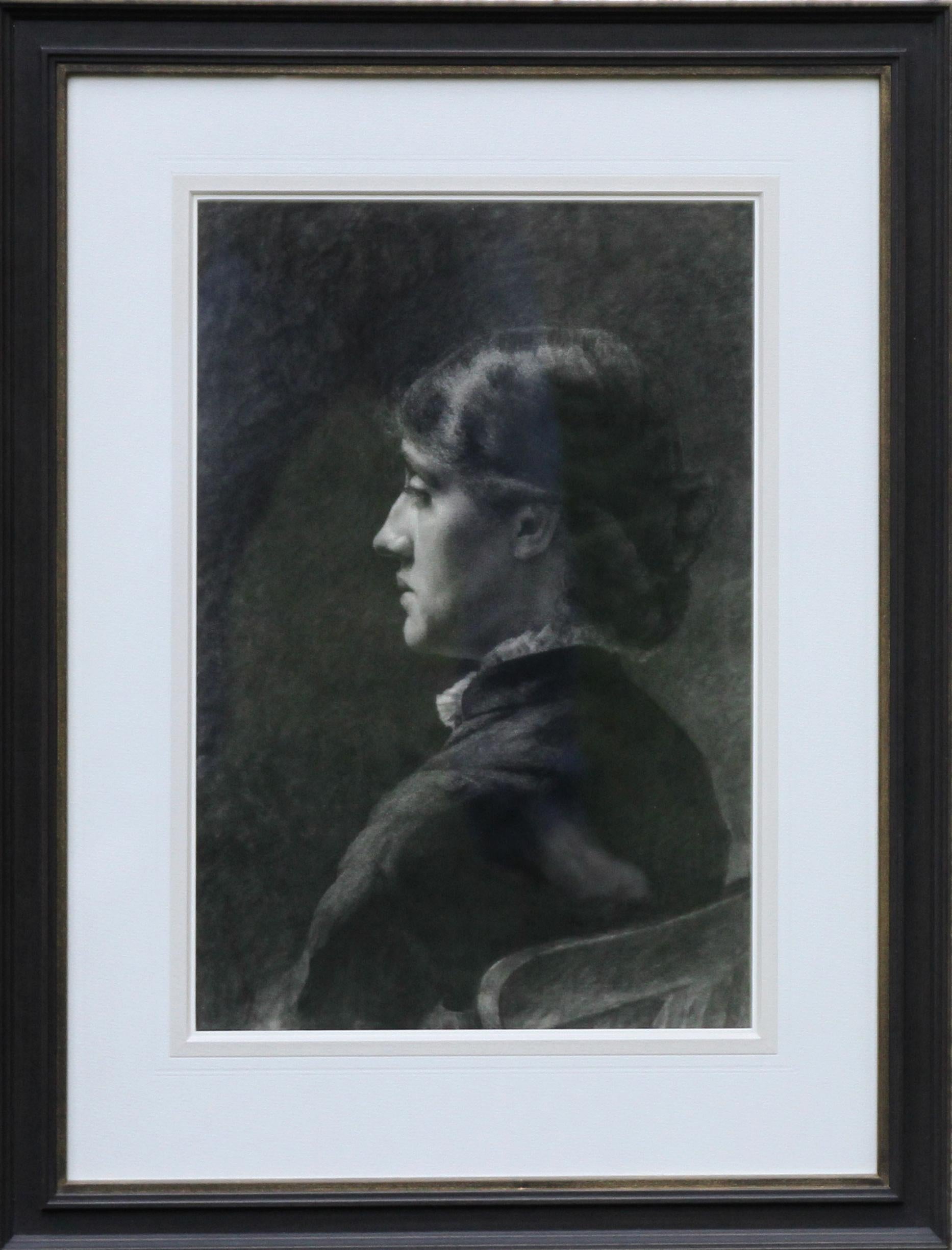 Porträt einer Dame – Präraffaelitische Kunst, viktorianische Zeichnung einer jungen Frau  im Angebot 3