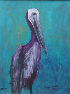 Pelican 1974 - Expressionist animal art watercolour/gouache bird painting