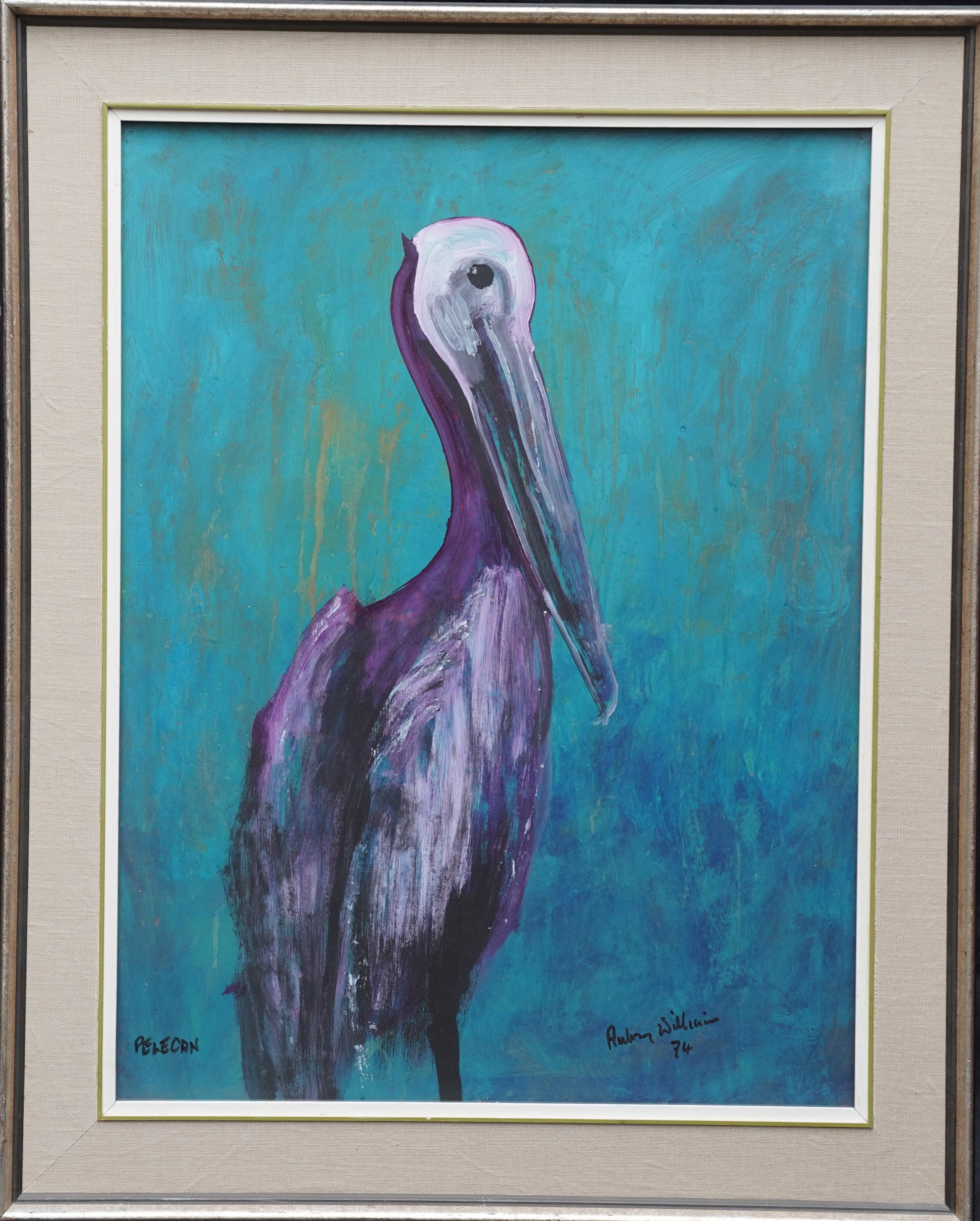 Pelican 1974 - Expressionist animal art watercolour/gouache bird painting For Sale 2