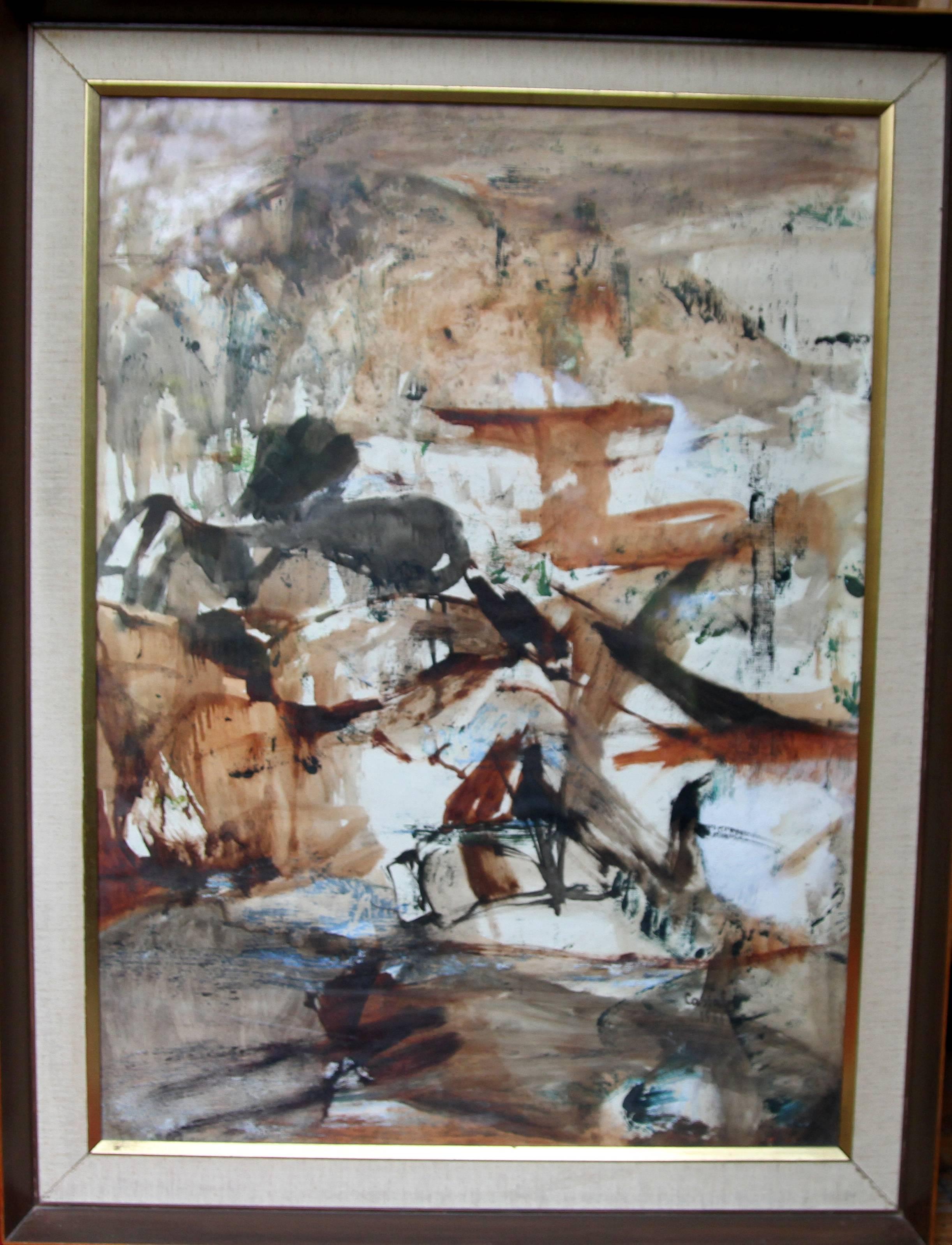 Judy Cassab Abstract Drawing - Landscape - Australian art 60s exhib Abstract landscape painting female artist