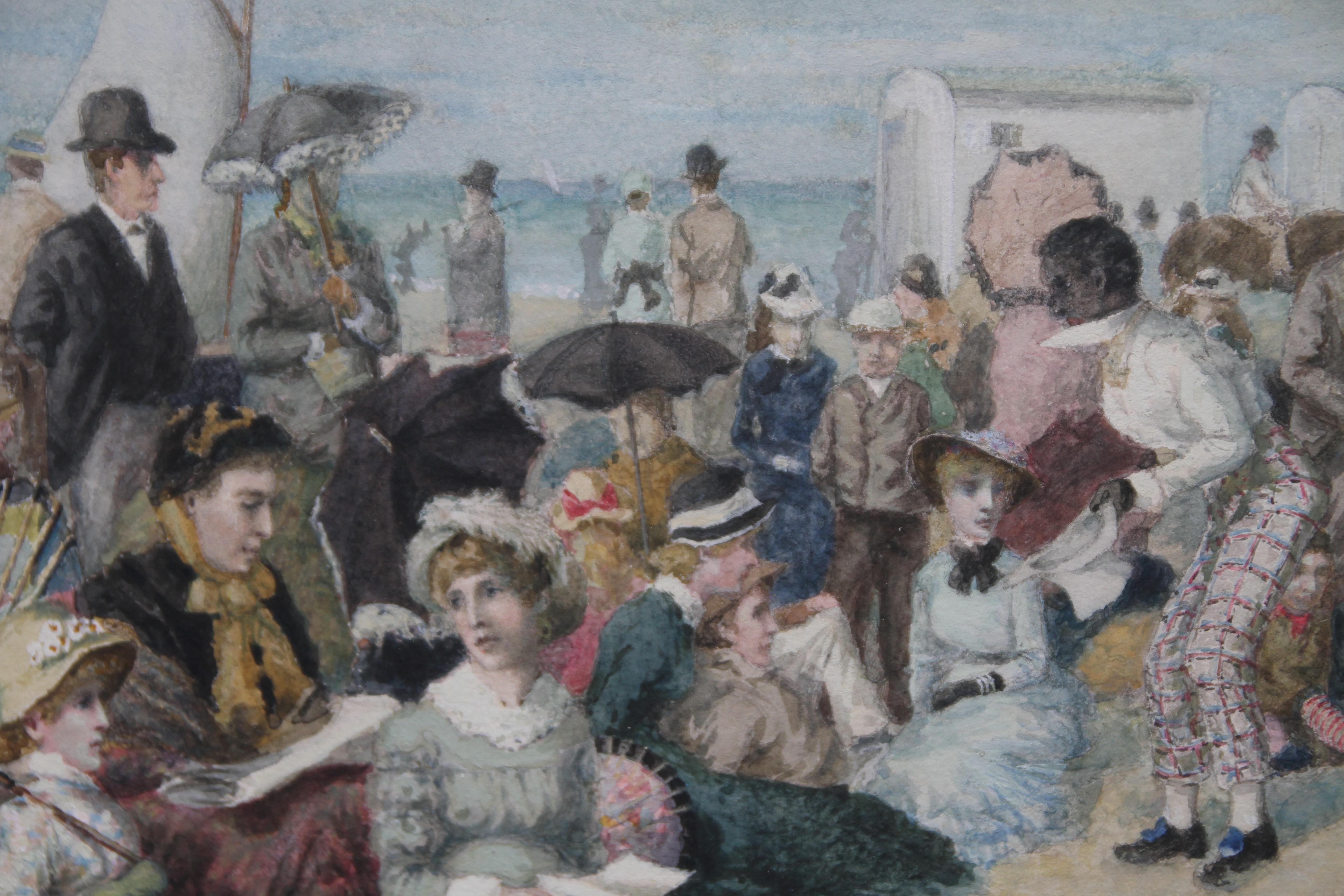 A Morning Concert - Victorian British art w/c painting black entertainers beach  For Sale 5