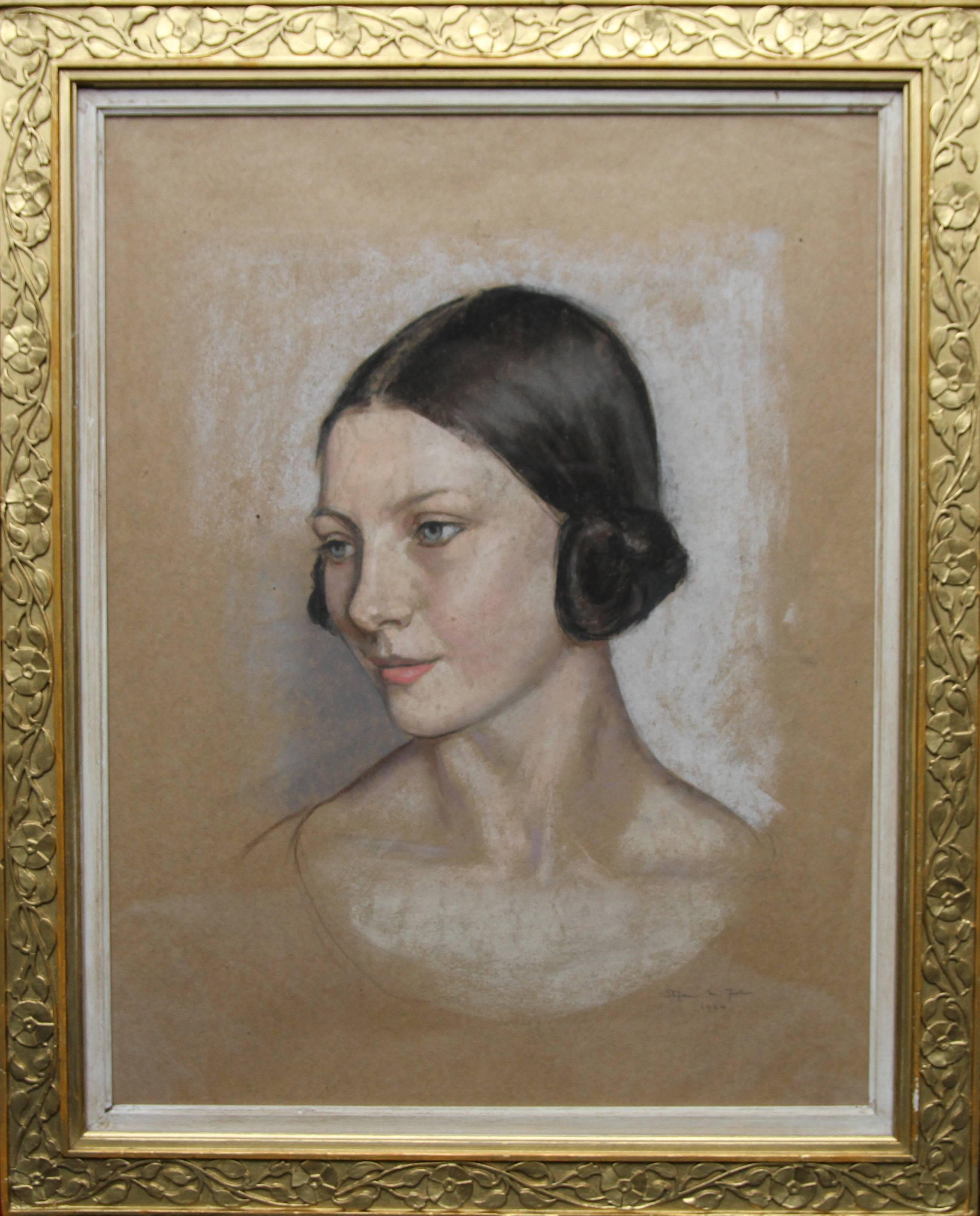 A really lovely early 20th century British watercolour and chalks portrait on paper by Stefani Melton Fisher. It depicts in a realistic palette a beautiful young woman and was painted in 1924. In excellent clean condition and quite stunning.
Signed