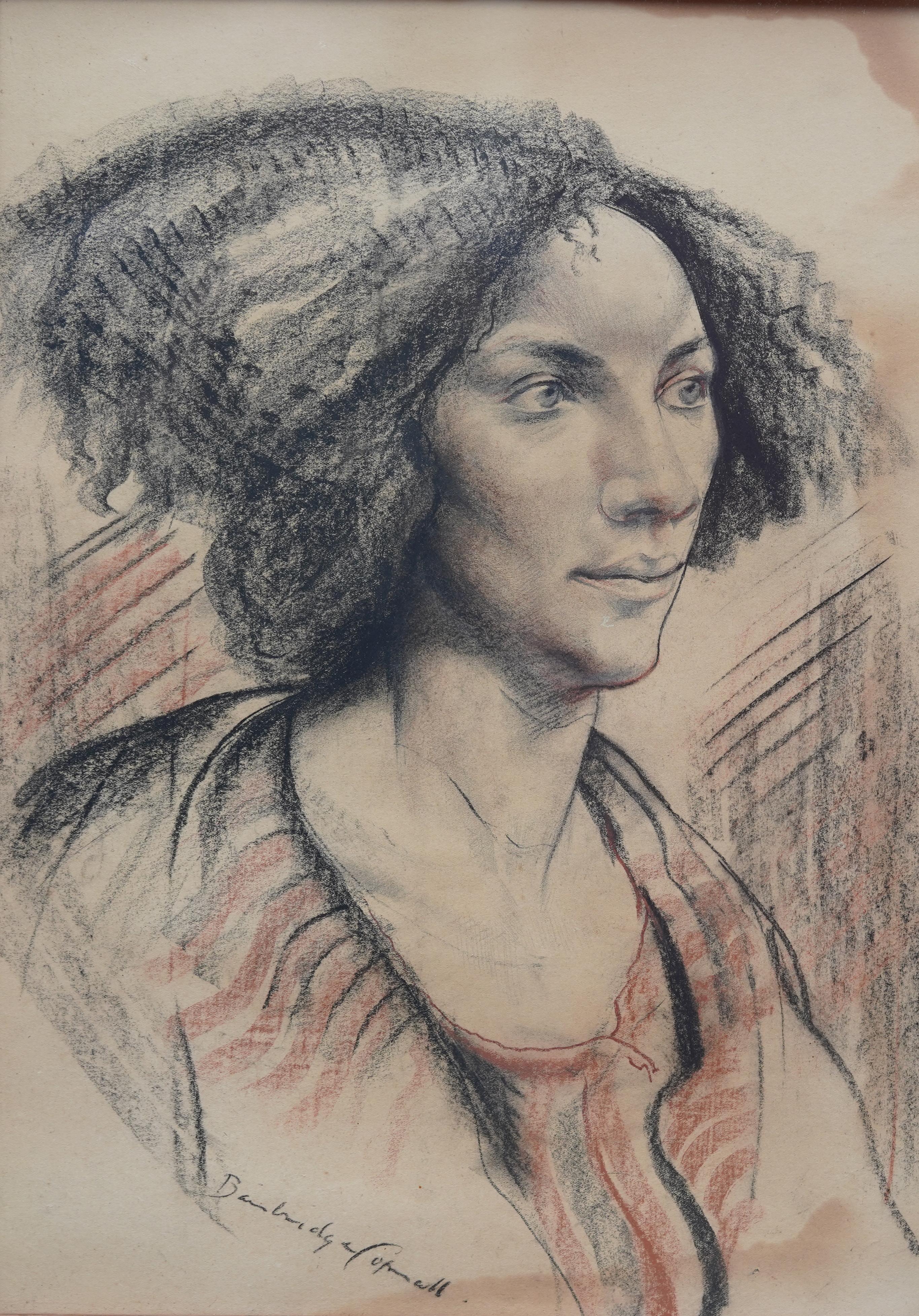 Porträt einer Dame - Britische Kunst Postimpressionistisches Frauenporträt aus den 40er Jahren im Angebot 3