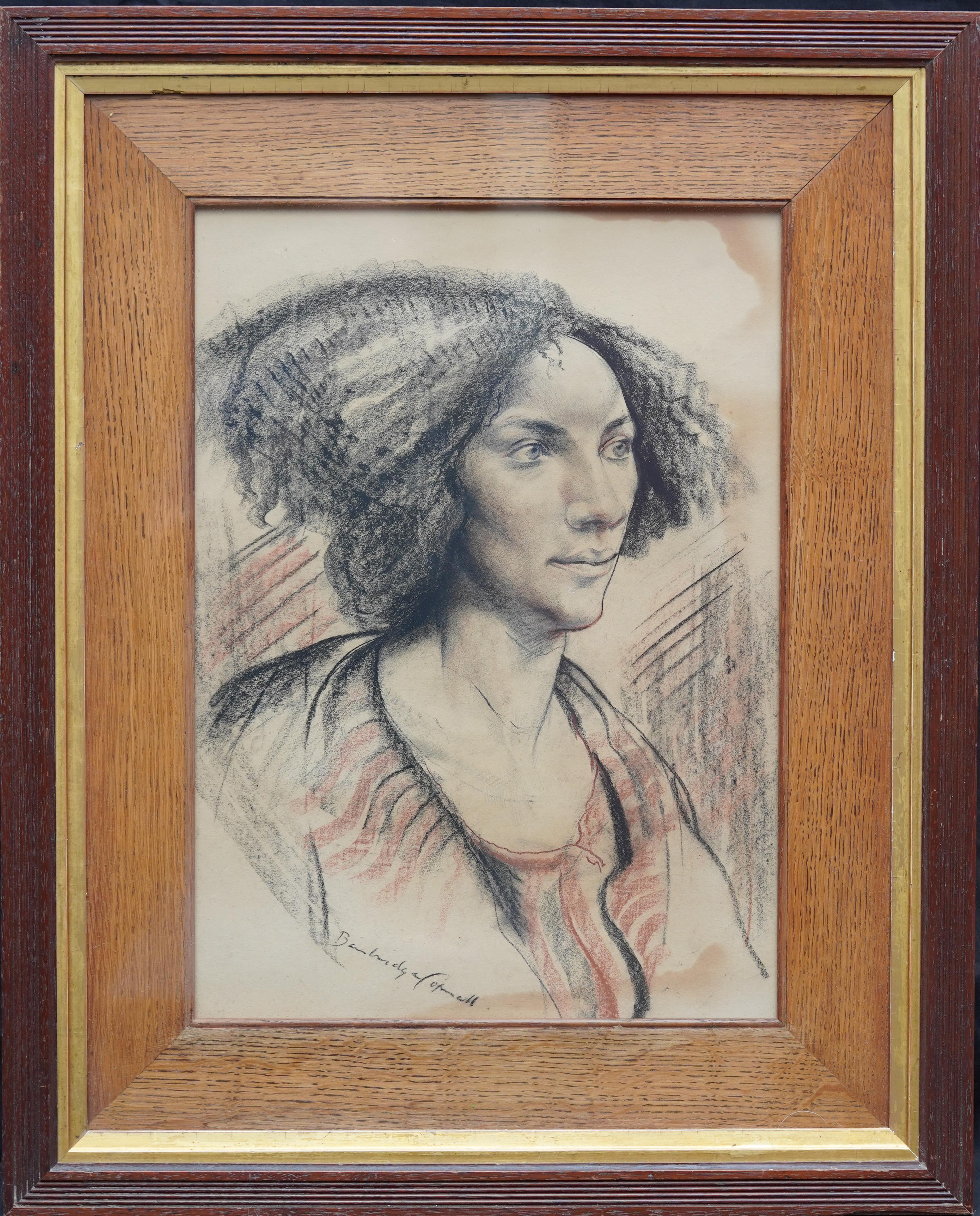 Porträt einer Dame - Britische Kunst Postimpressionistisches Frauenporträt aus den 40er Jahren im Angebot 5