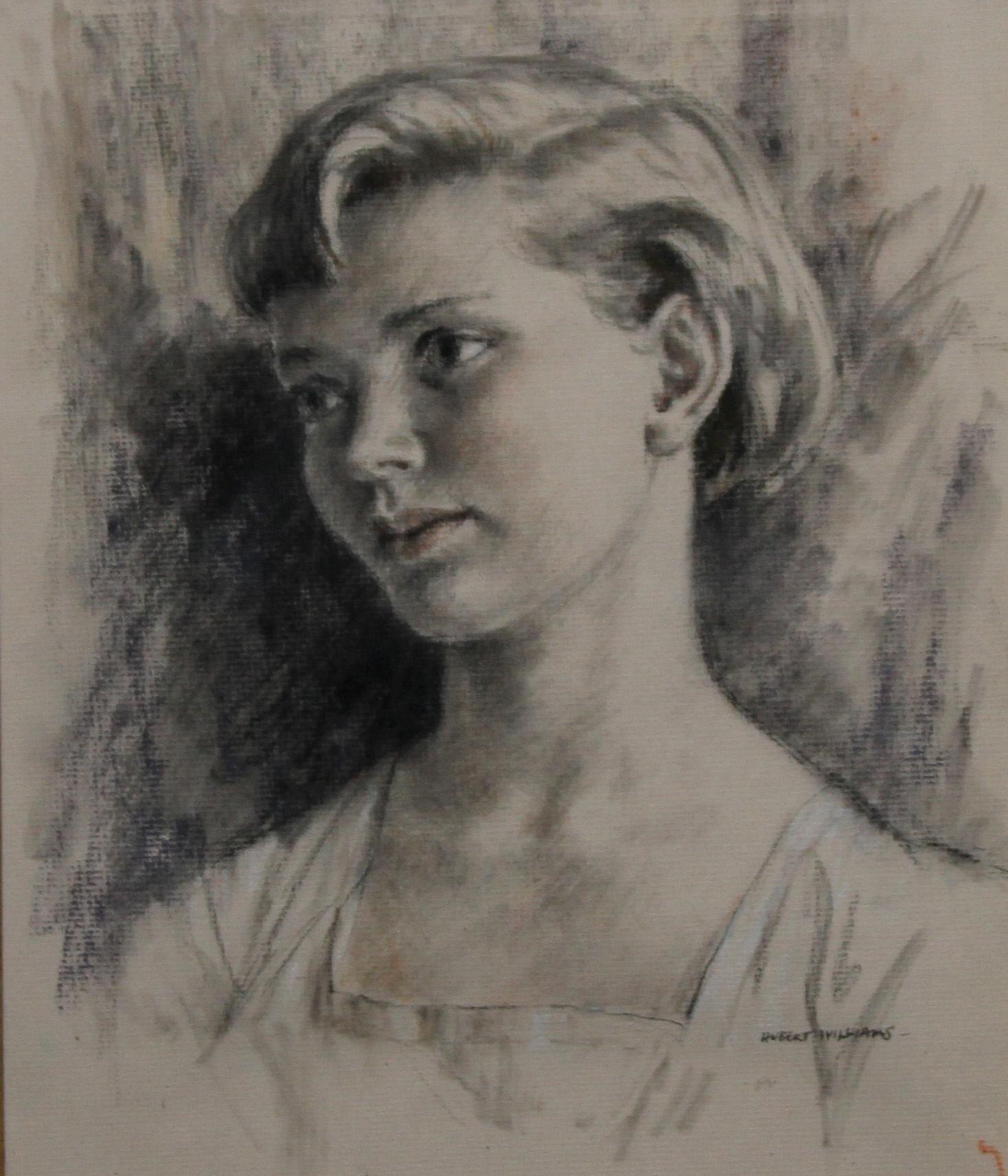 Portrait of a Lady - British Art Deco 30's drawing young woman good provenance For Sale 4