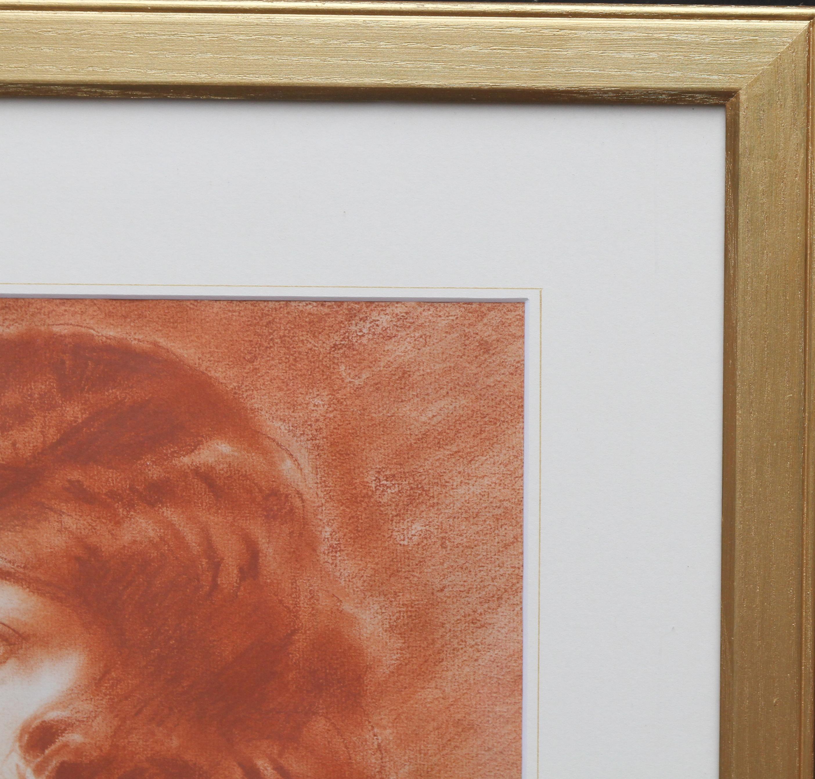 Portrait of a Lady - British Roaring Twenties Art Deco female portrait red chalk For Sale 4