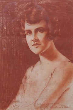 Portrait of a Lady - Roaring twenties art female portrait chalk drawing
