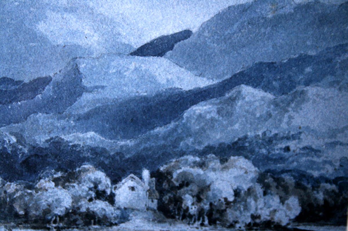Dinas Cottage Killarney - Old Master Irish art landscape watercolour nocturne For Sale 2