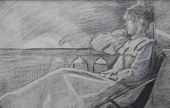 Porträt einer sitzenden Dame – Französisch 1880, viktorianische Kunst, weibliche Porträtzeichnung