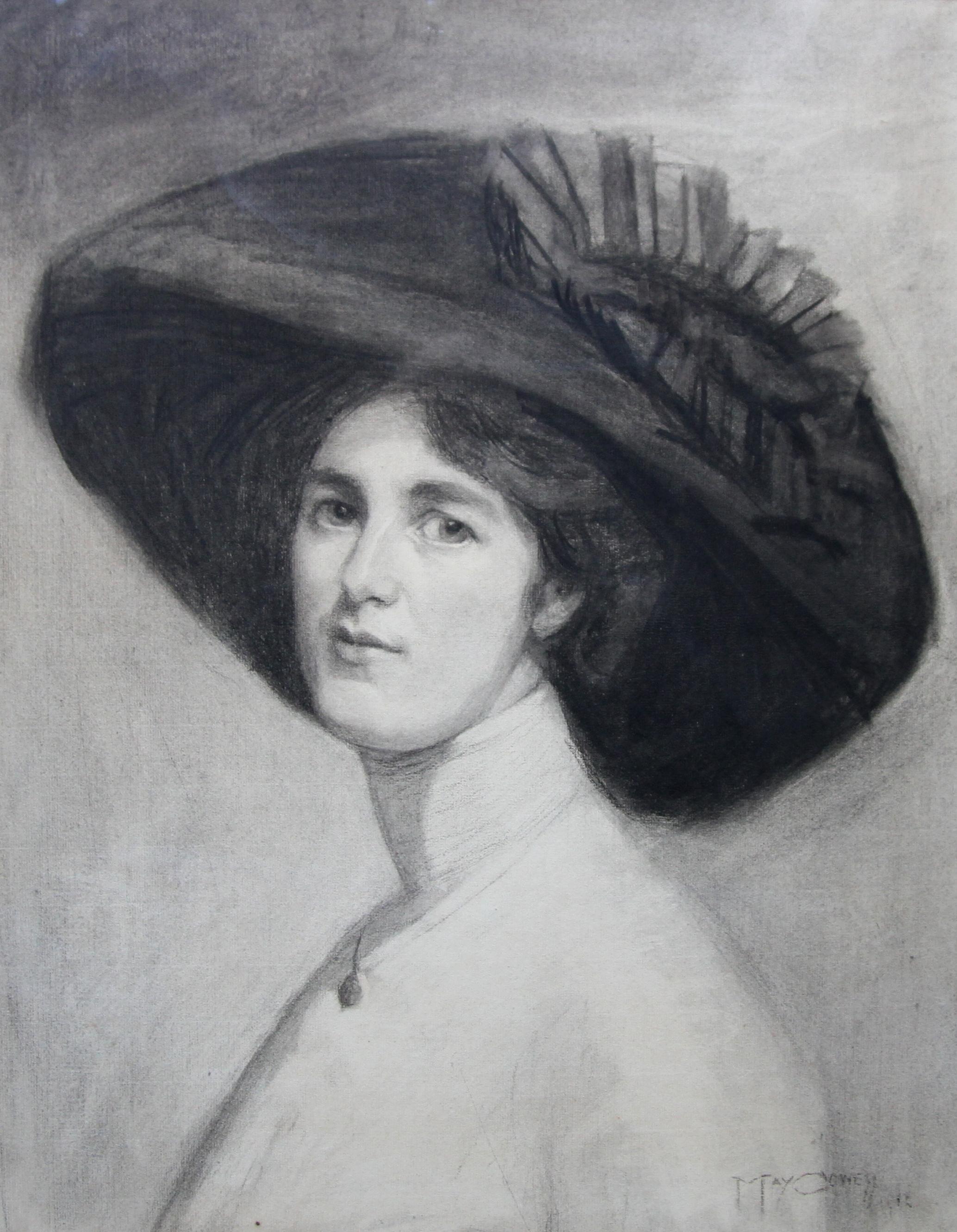 Porträt von Decima Moore – Schauspielerin und Suffragette, edwardianische Zeichnung einer Künstlerin – Art von Maria Cowell nee Sayer