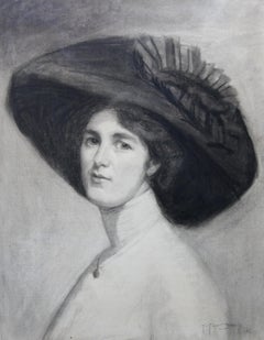 Portrait de Decima Moore - Actrice et Suffragette - Dessin de femme édouardienne