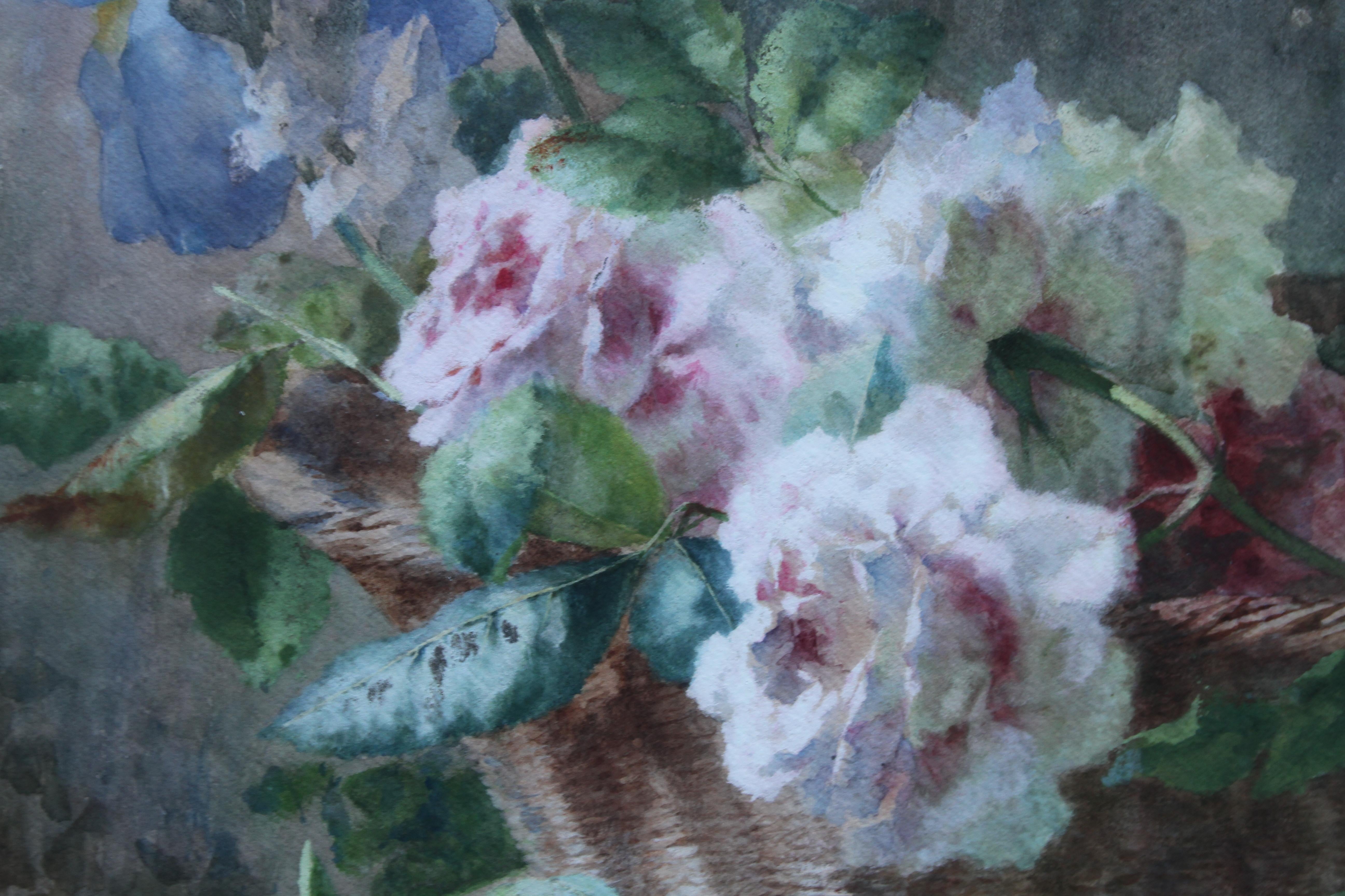 This lovely floral is an original and very rare to find large watercolour. It is a stunning floral arrangement by famous Italian floral artist Ermocrate Bucchi. Bucchi is a well listed Italian artist who exhibited throughout Europe in the 19th