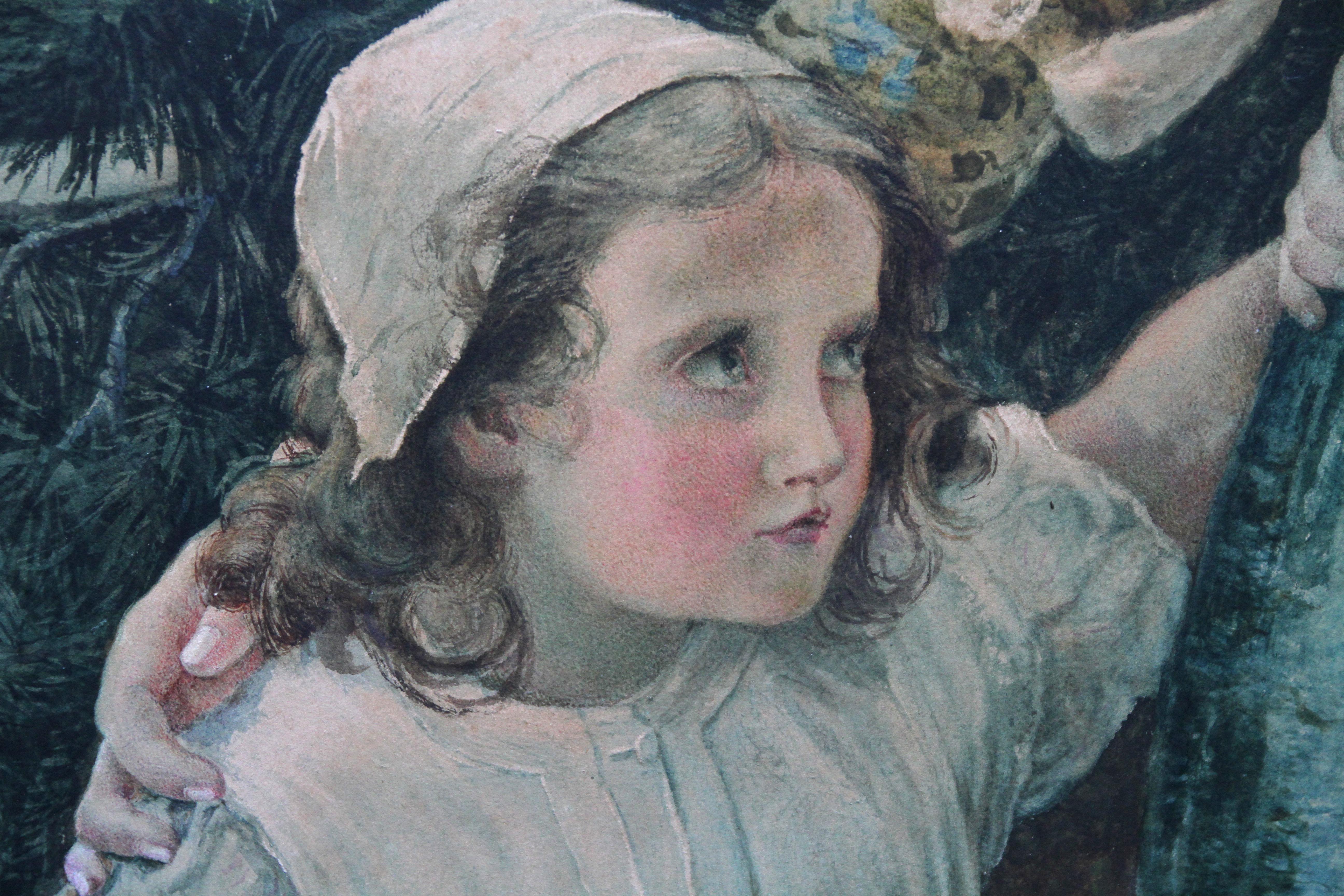 The Village Maids - L'art victorien britannique a exposé une peinture à l'aquarelle de 1880 en vente 3