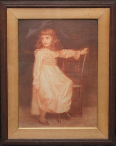 Portrait of Elaine Blunt - British 19th century art Pre-Raphaelite chalk drawing
