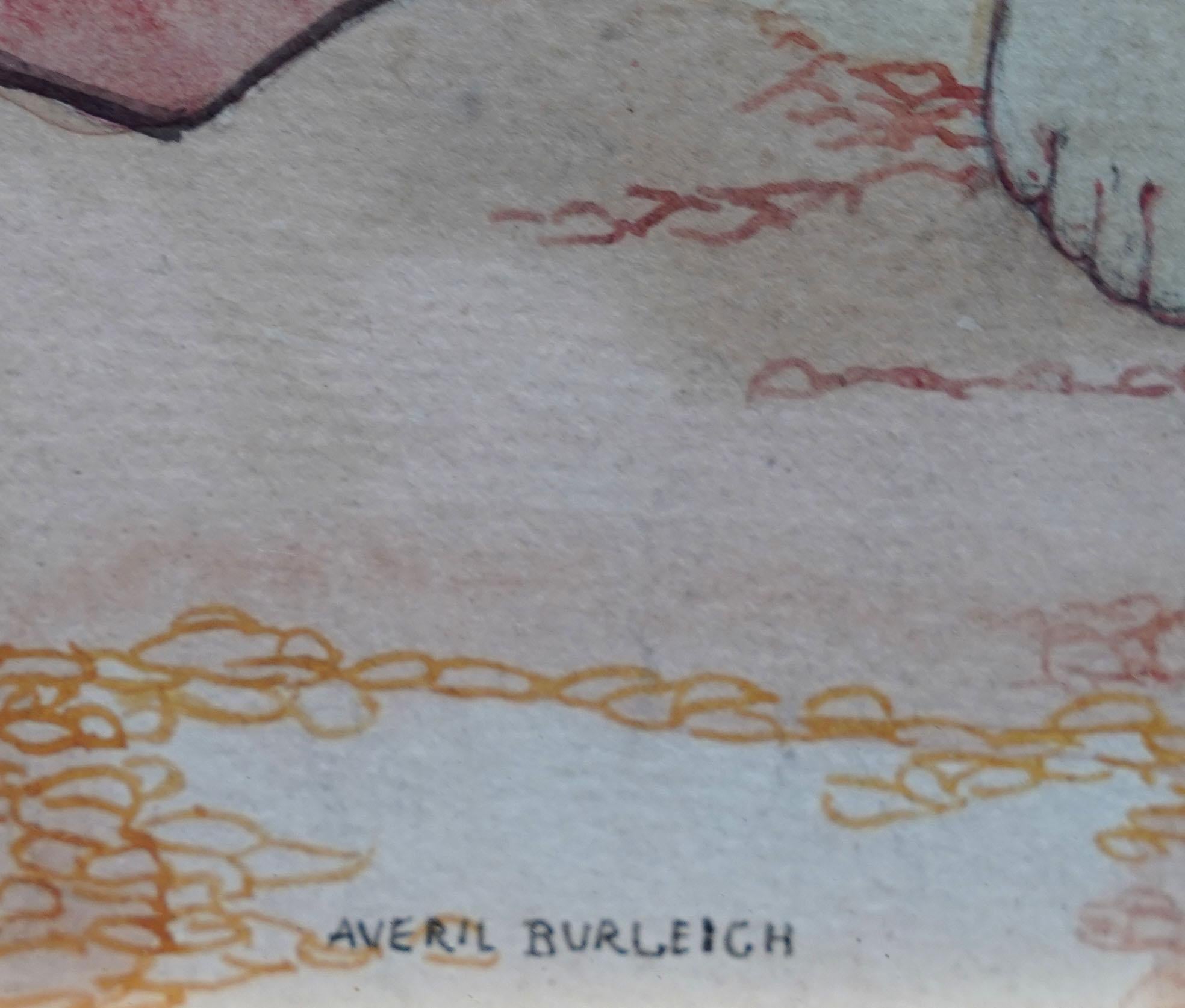 Caerulea - Pintura figurativa británica Art Decó c1935 acuarela y tinta en venta 8
