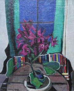 Still Life Flowers - British art 1940's Post Impressionist floral oil painting