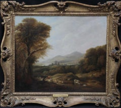 Cattle and Drover in a Landscape - British Victorian art landscape oil painting