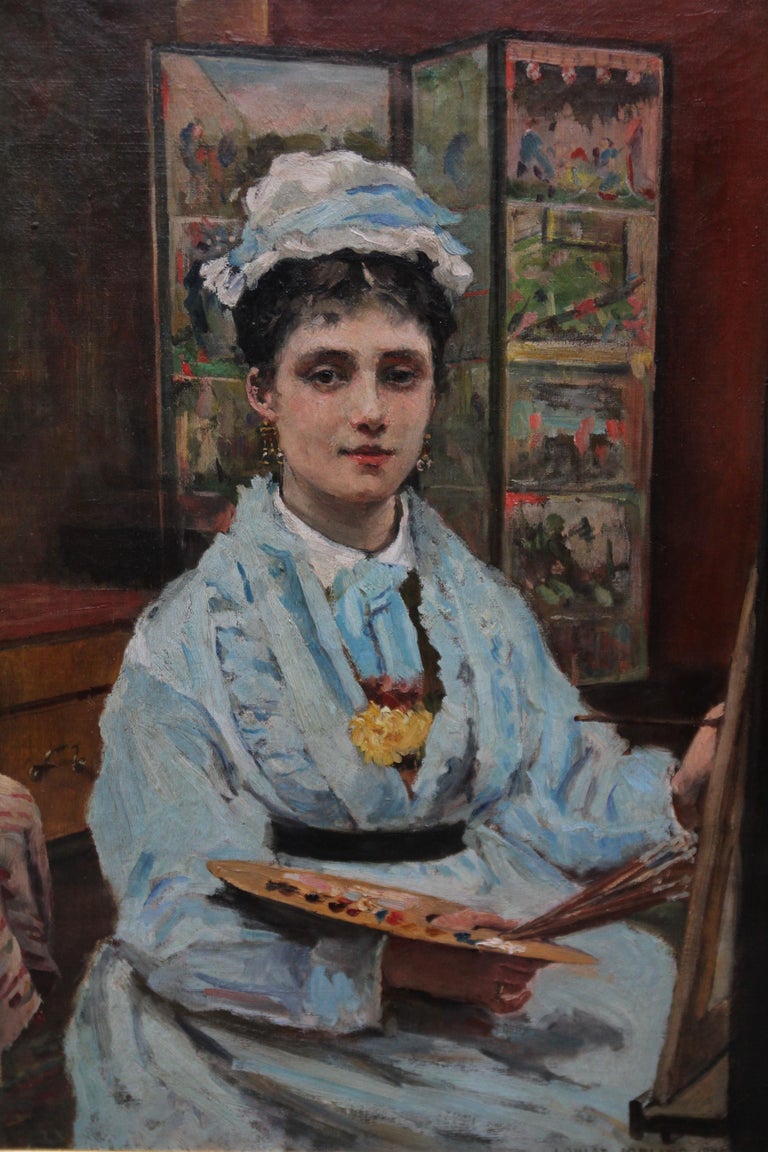 Louise Jopling - Self Portrait - British Victorian Realist oil painting