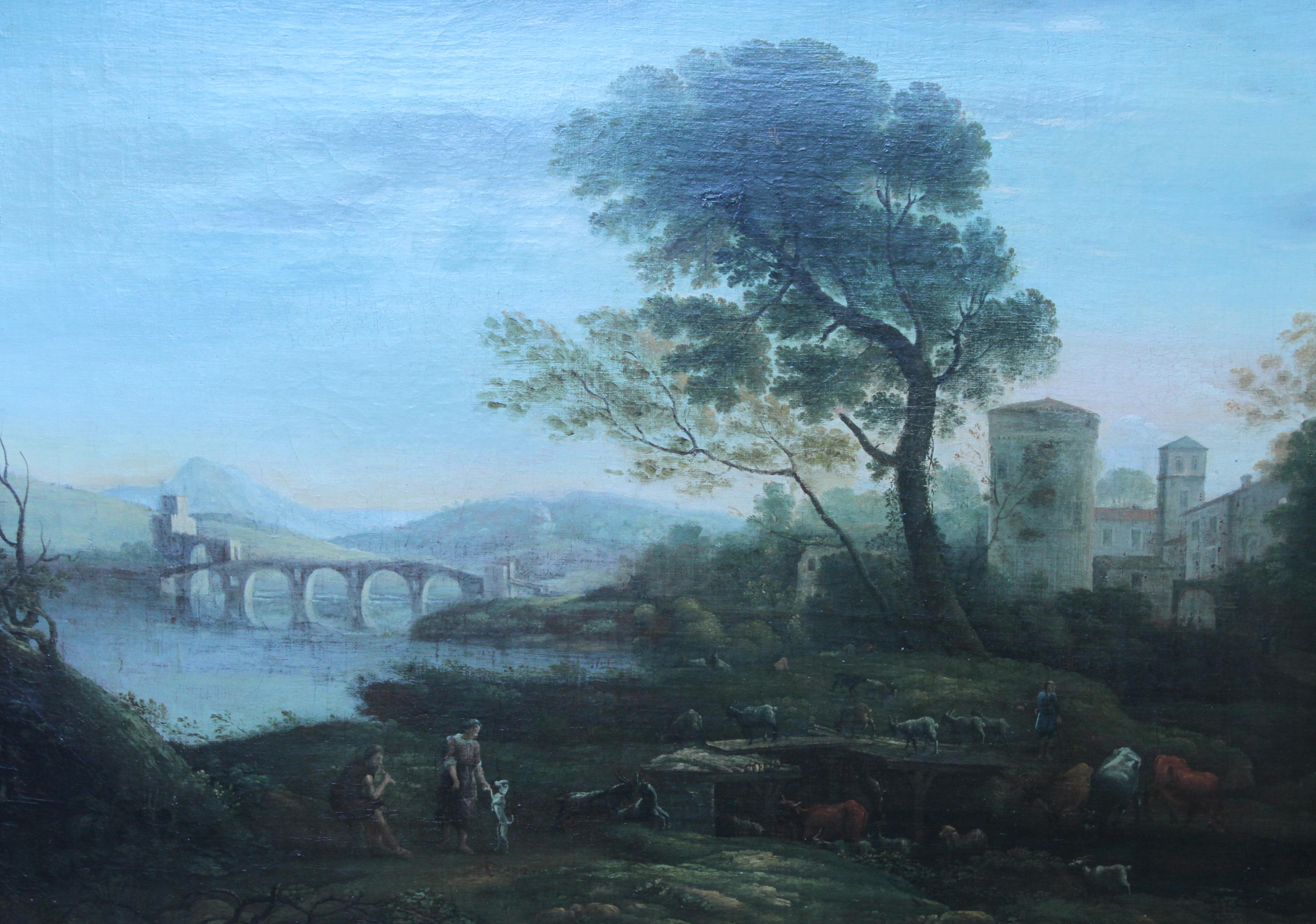 Classical Landscape - Flemish art 18th century landscape oil painting - Painting by Jans Frans van Bloemen
