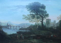 Paysage classique - Peinture à l'huile d'un paysage flamand du XVIIIe siècle