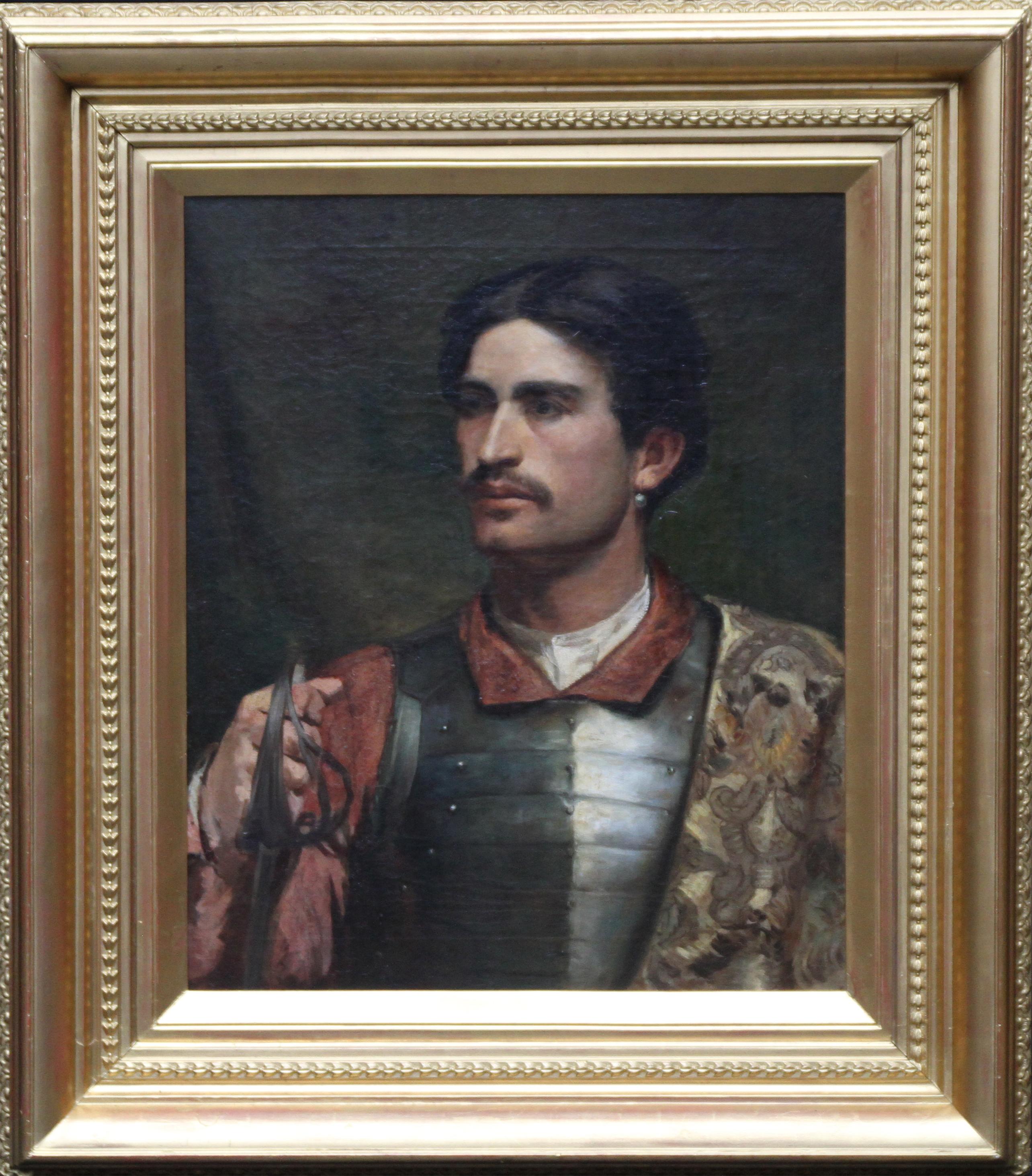 attributed to John Phillip Portrait Painting - Portrait of a Cavalier - Scottish Victorian Realist 1860 portrait oil painting