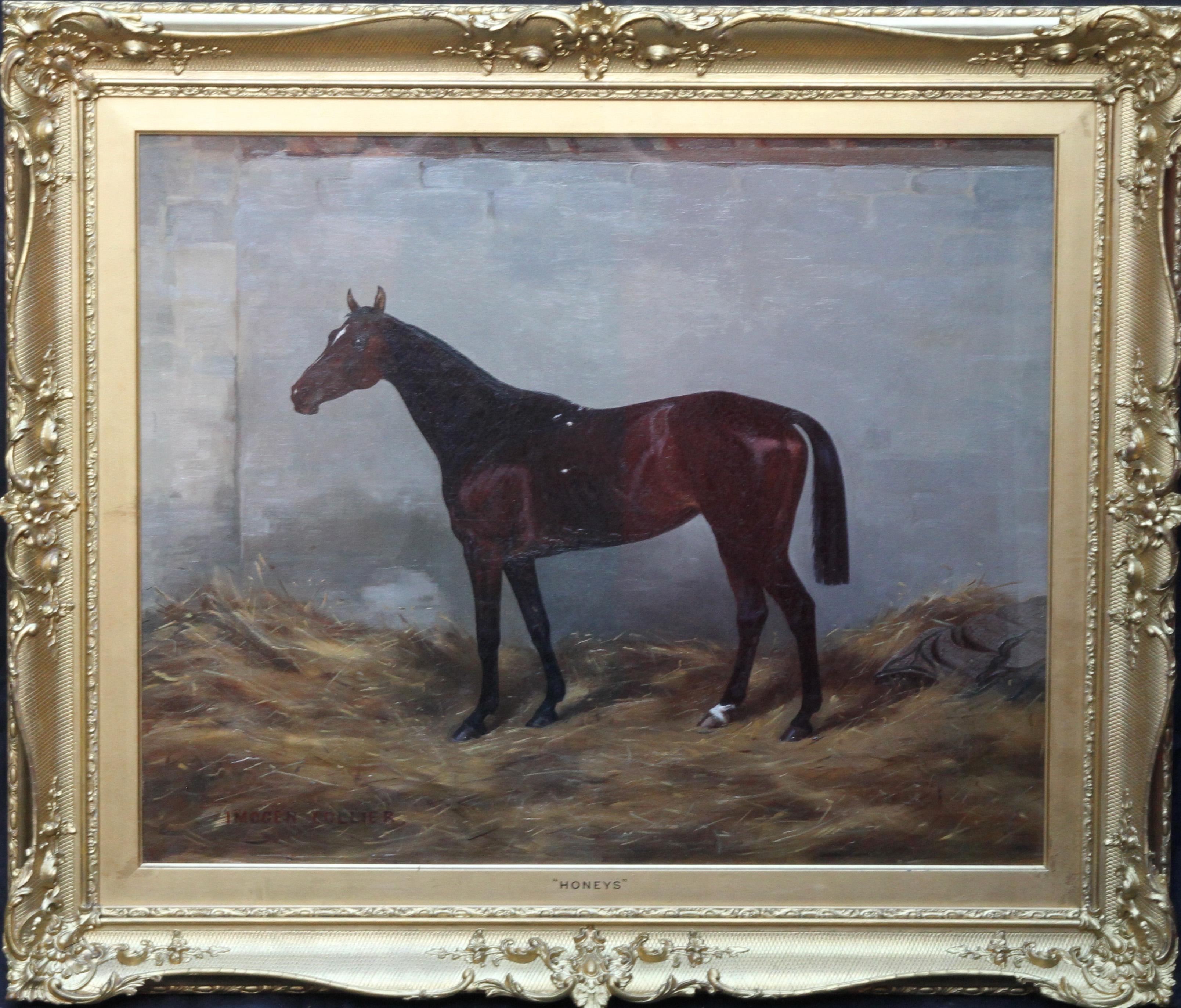 Imogen Mary Collier Animal Painting - Honeys - Race Horse - British 20th century art horse portrait oil painting 