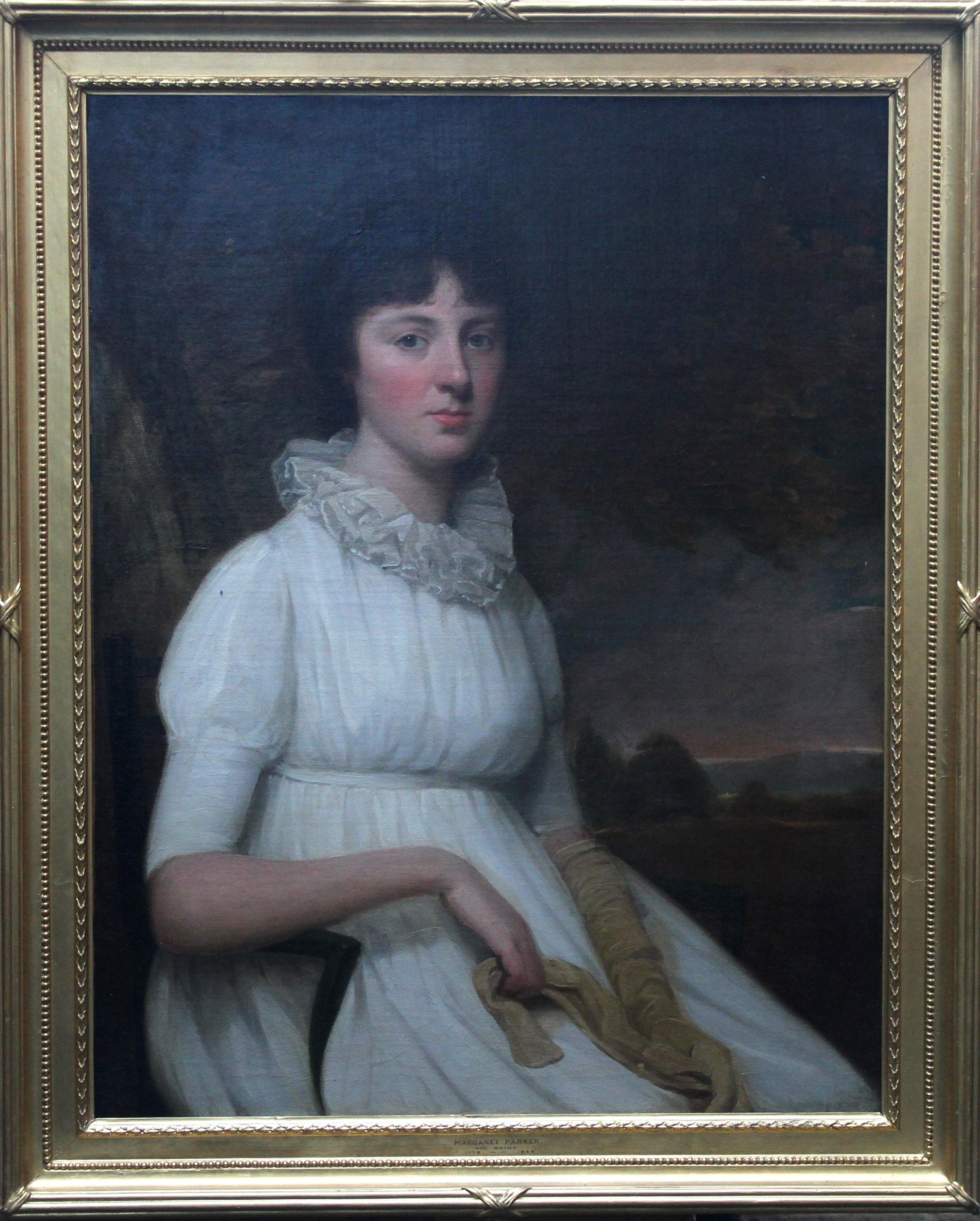 Portrait of Margaret Parker - British 18th century art Old Master oil painting 7