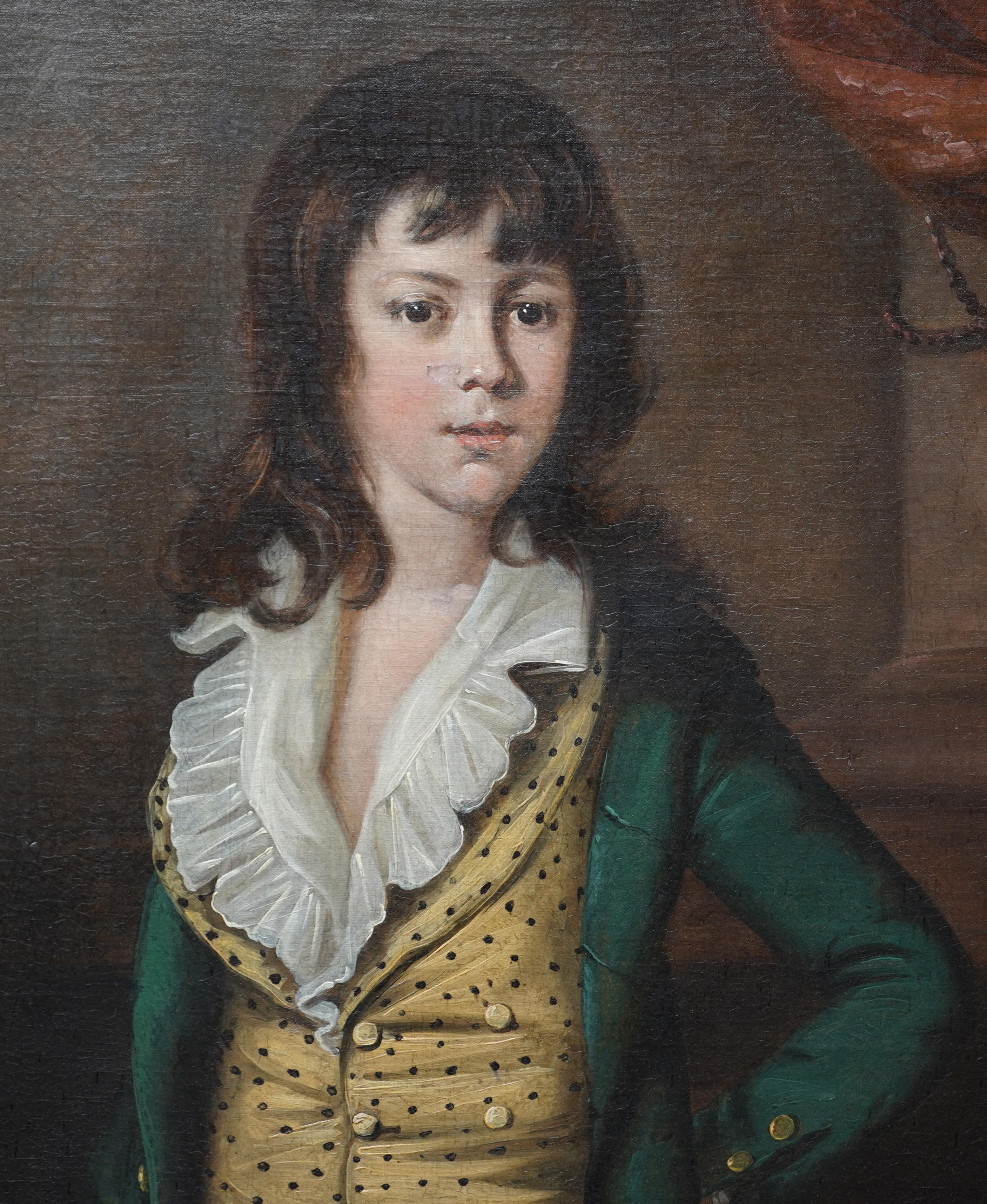 Portrait of Boy in Yellow Waistcoat - British 18thC art Old Master oil painting - Old Masters Painting by John Berridge