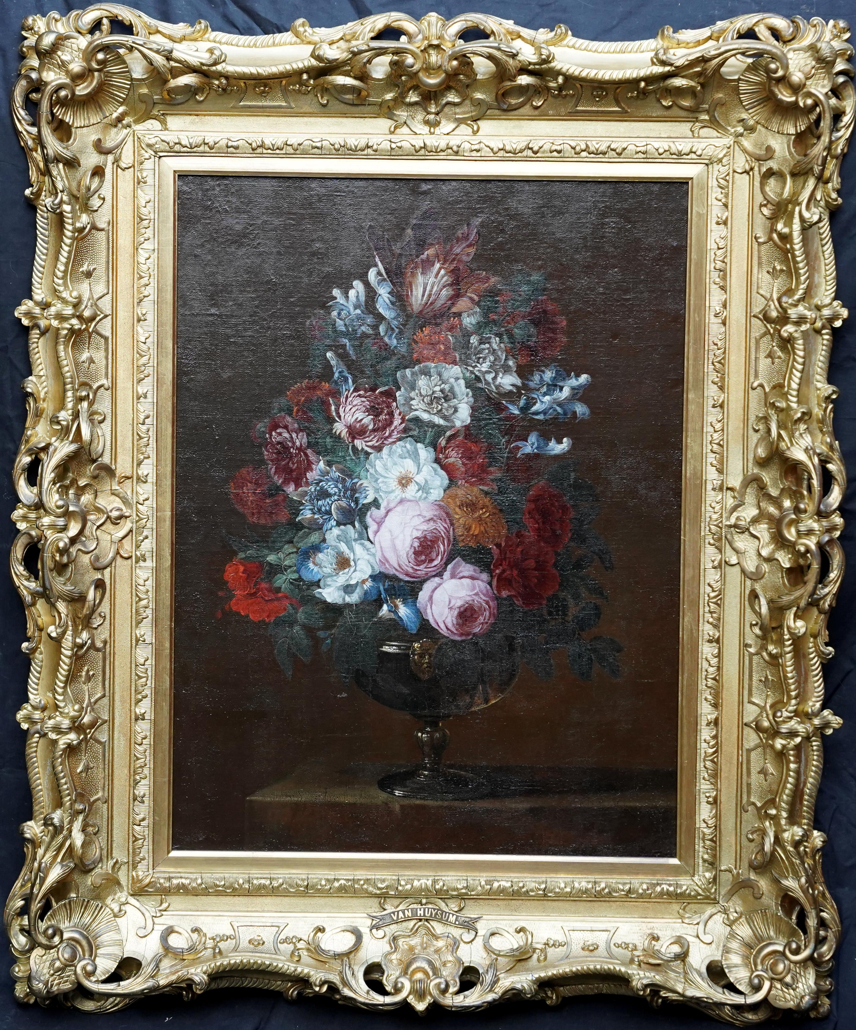 Jan Van Huysum (follower) Still-Life Painting - Floral Bouquet with Peonies -Dutch Golden Age art floral still life oil painting