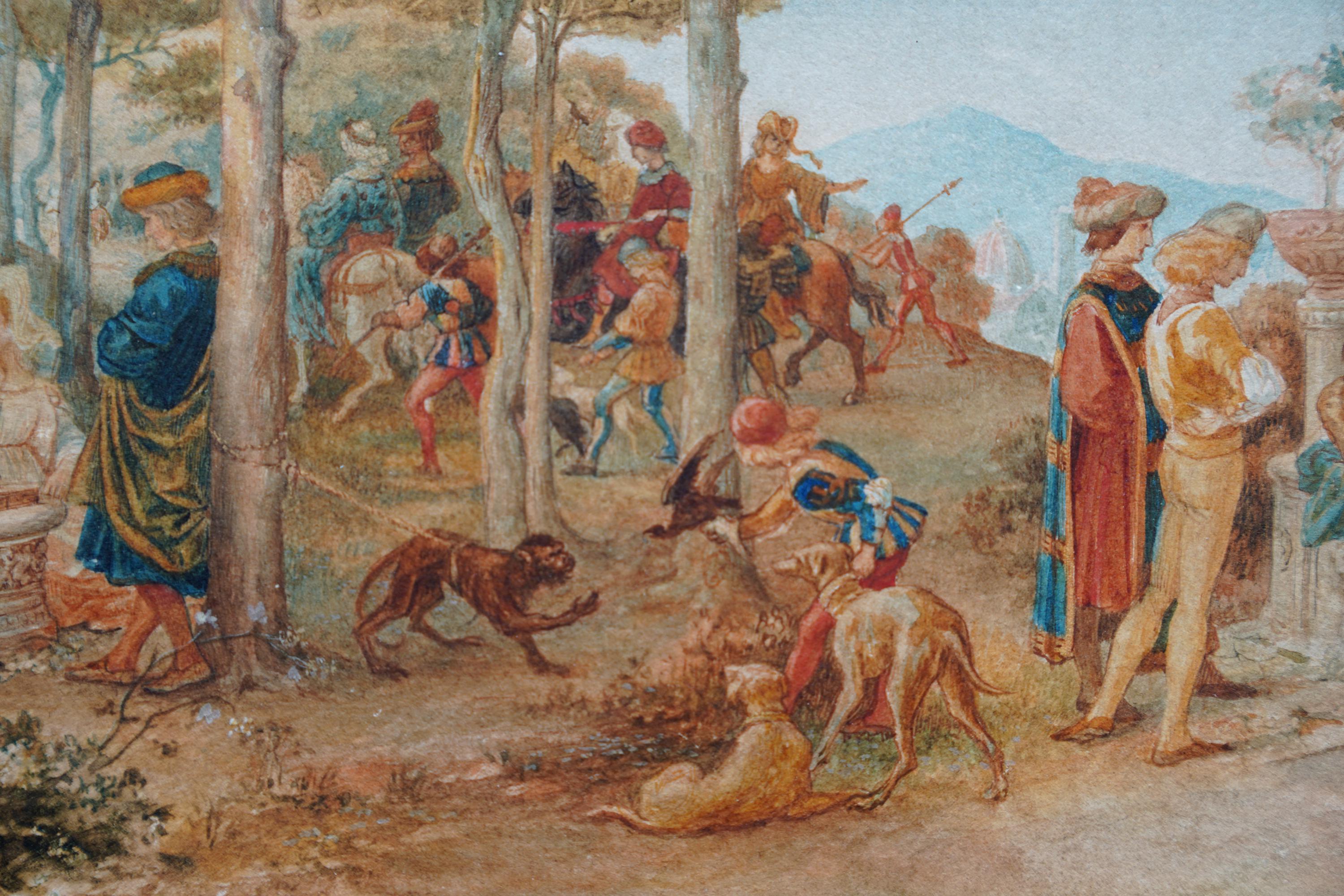 Florentine Garden - Italian Victorian Pre-Raphaelite art landscape painting 2