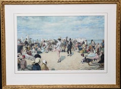 A Morning Concert - Victorian British art w/c painting black entertainers beach 