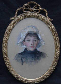 Portrait of Henry James Bath -  Edwardian art Welsh female artist young boy oval