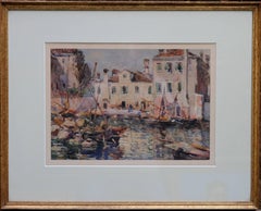 Fishing Boats Venice - British 19thC Impressionist painting Staithes School Art