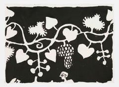 Elisabeth Kley's Men with Grapes Black and White Silkscreen Print