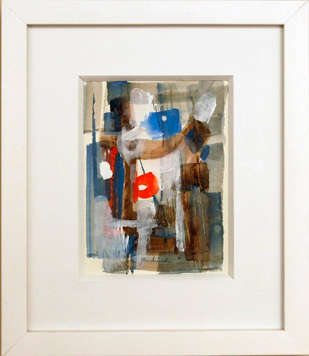 Rita Gombinski Abstract Drawing - modernist watercolor painting, signed Gombinski