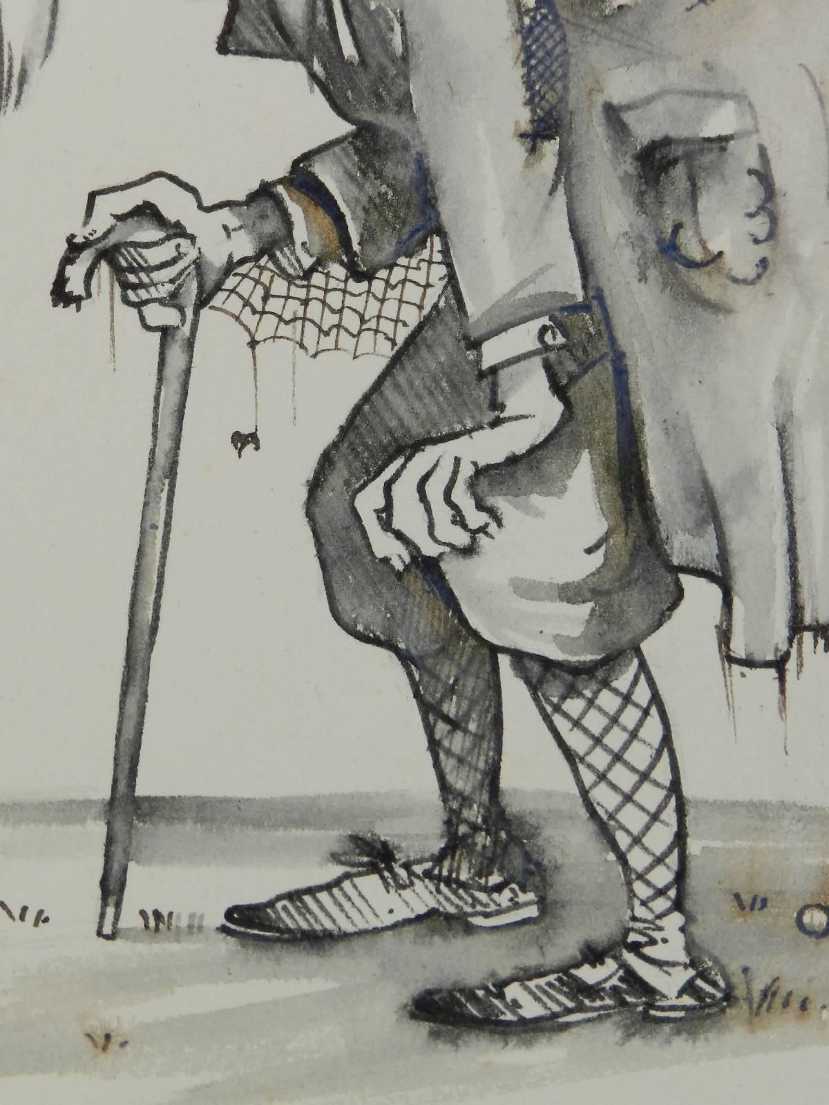 Caricature of an Ancient Golfer by Peter Hobbs Golf Original Painting c1950 3