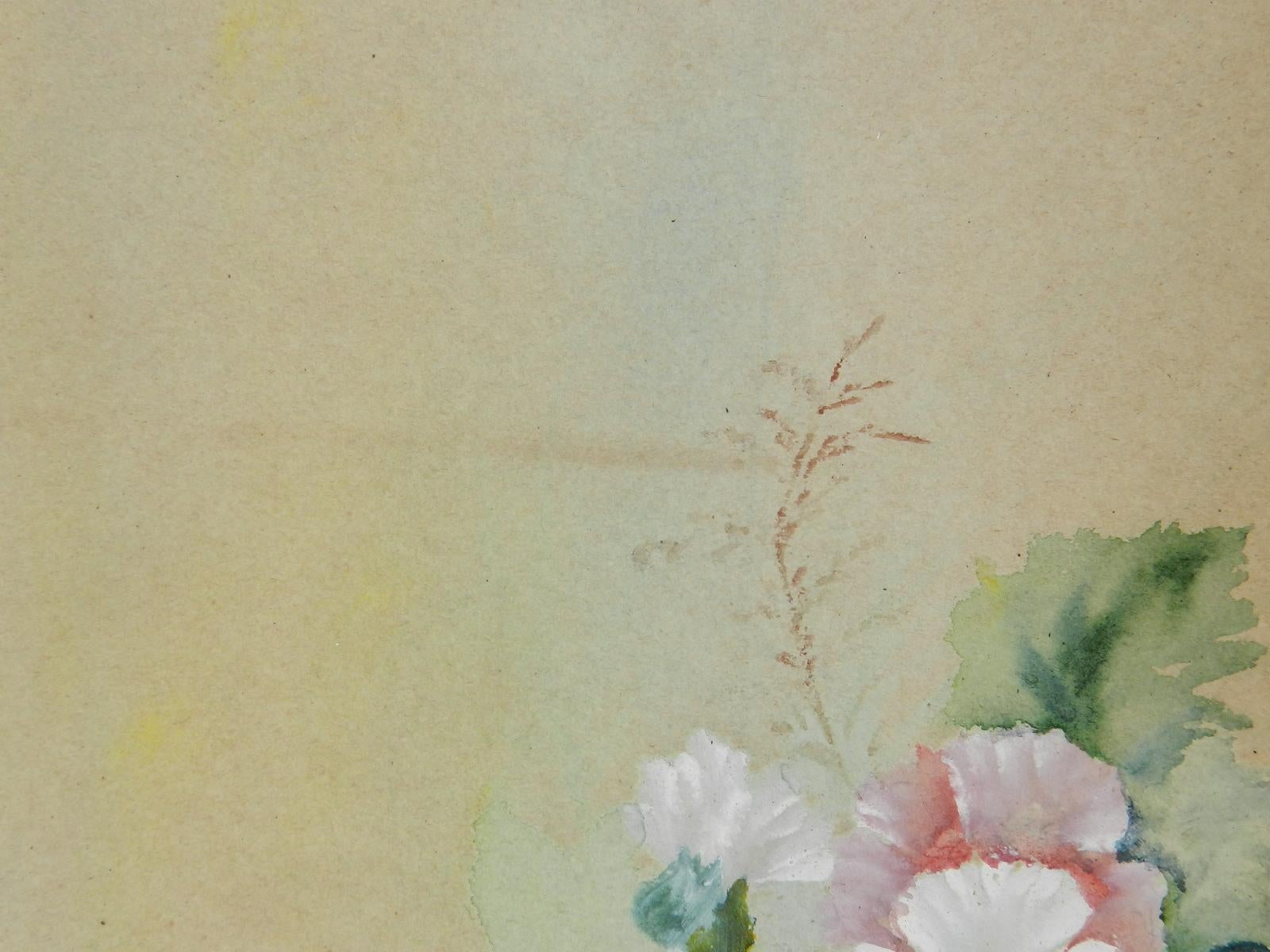Fleurs dans un bol Aquarelle anglaise signée avec les initiales de l'artiste 1905 en vente 3