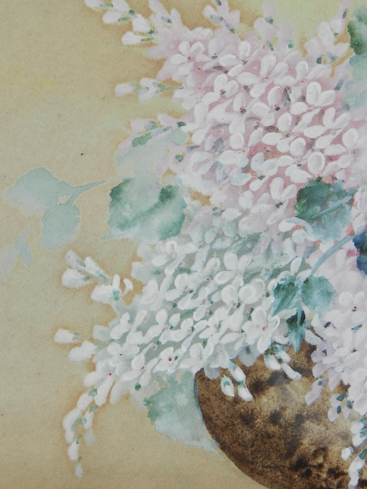 Blumen in einer Schale Aquarell Englisch signiert mit den Initialen des Künstlers 1905 im Angebot 1