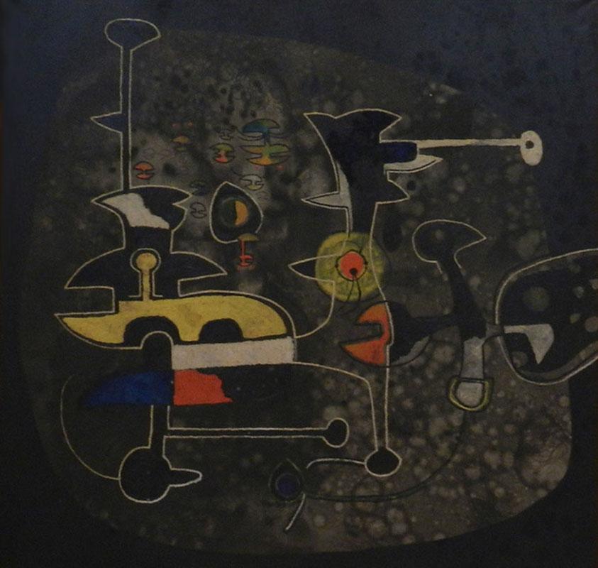 Abstract Painting Gian Carozzi Spacialist Surrealist Italy Midcentury c1950s   5