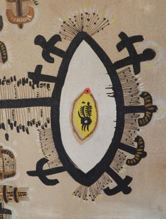 Abstract Painting Gian Carozzi Spacialist Surrealist Italy Midcentury c1950s