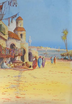 'On the Nile' Two Paintings by Eugene Gans Mid Century